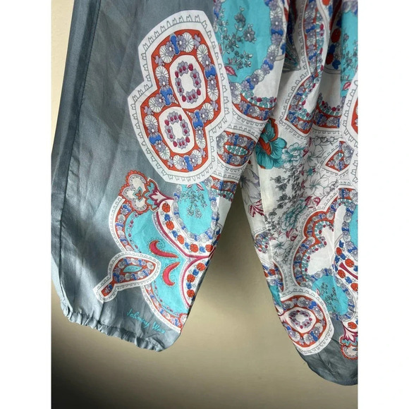 Johnny Was Floral Bohemian Long Sleeve Silk Blouse Women’s Small - Picture 2 of 6